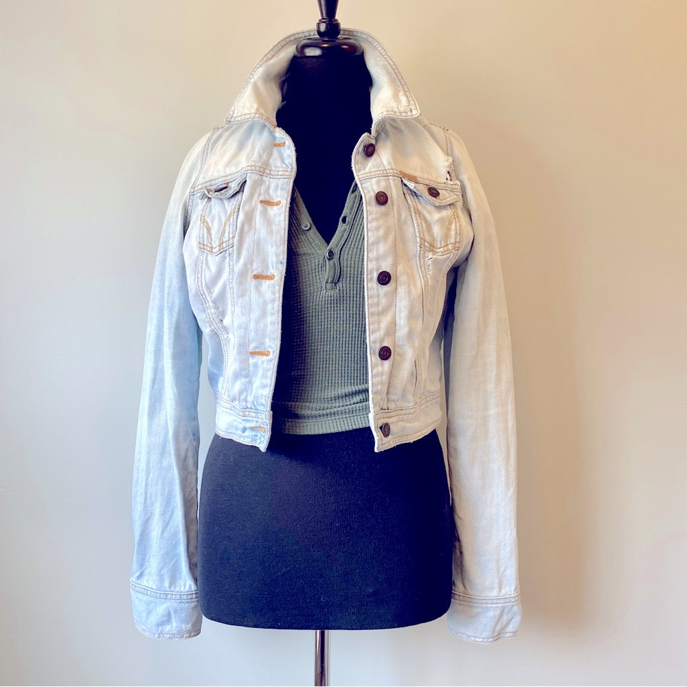 Hollister distressed light wash denim jacket